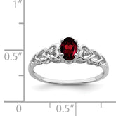 Sterling Silver Rhodium-plated Garnet & Diamond Ring